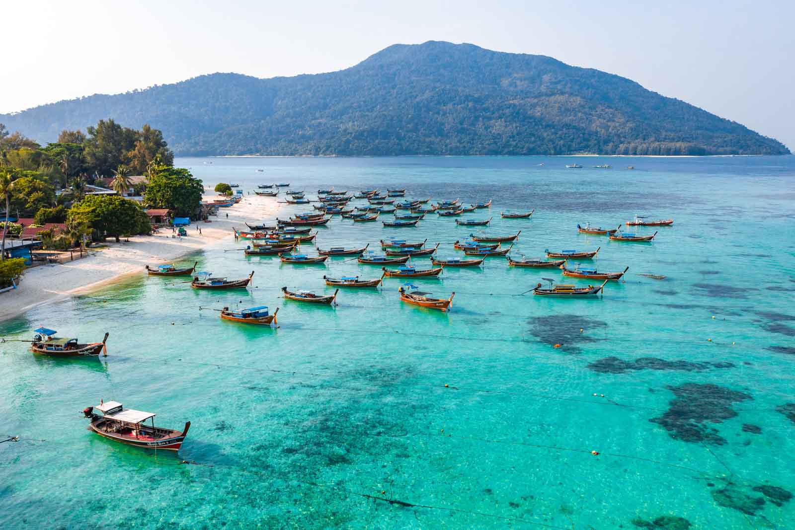 Aerial view of Sunrise beach in Koh Lipe, Satun, Thailand, south east asia