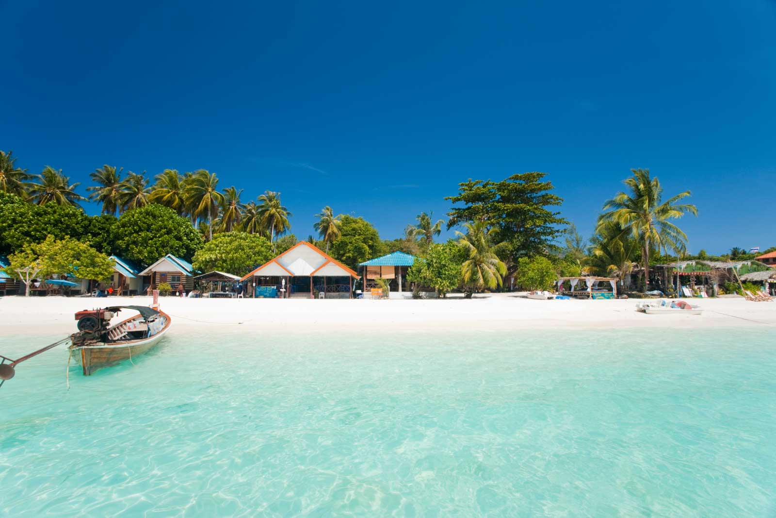 This island paradise possesses the natural beauty of a truly white sand beach and crystal clear ocean on Koh Lipe, Thailand. Also spelled Ko Lipeh