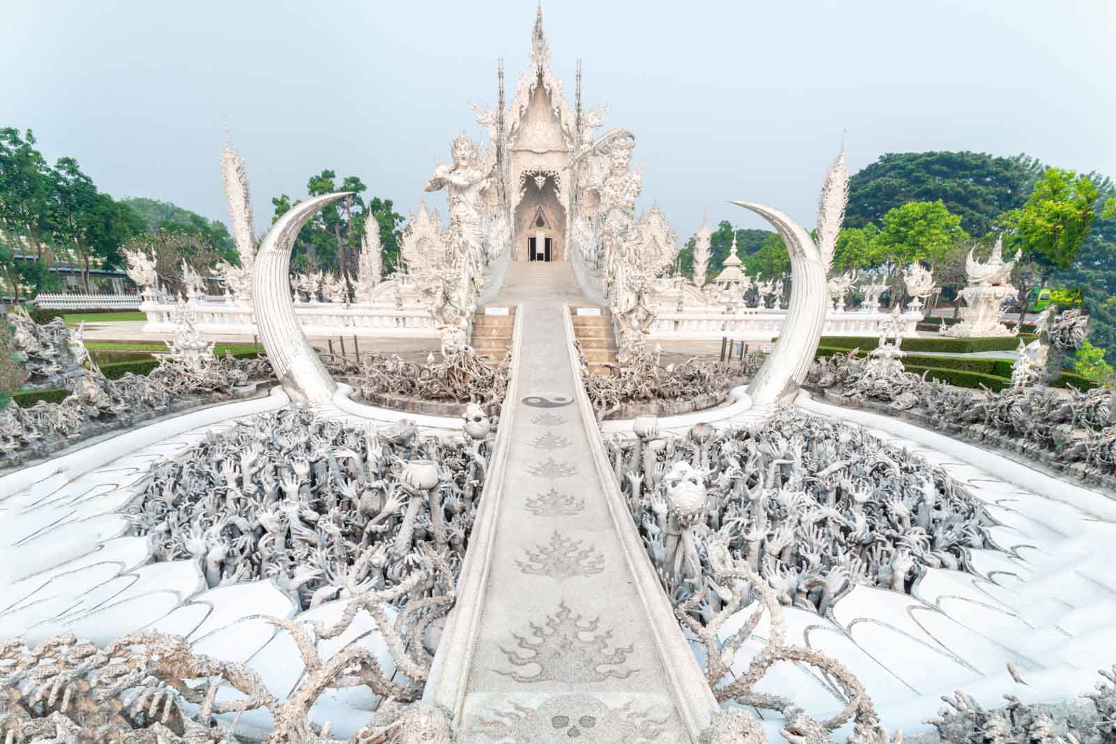 Stunning,intricately designed structure and major tourist destination,at sunrise. Beautiful artwork,created by master Chalermchai Kositpipat, the national artist,opened in1997.