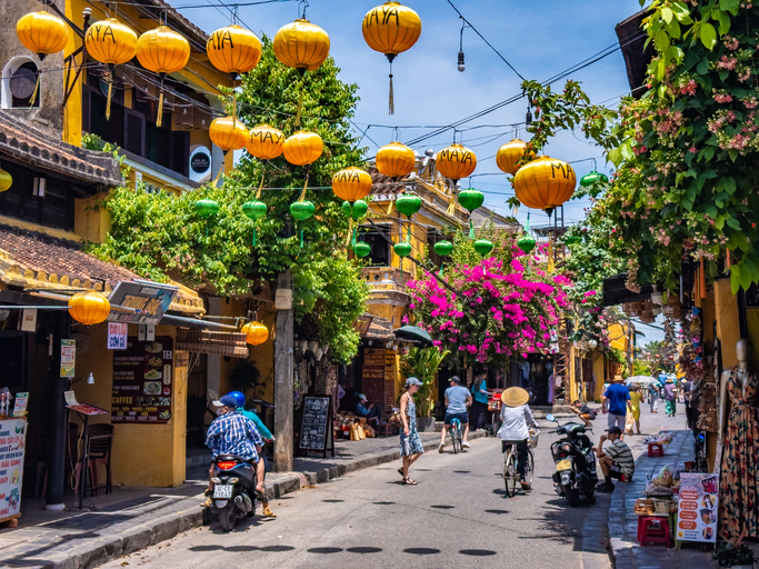 View of the street in Hoi An ancient town, in Vietnam. High quality photo